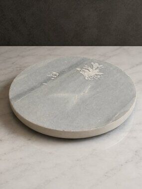 Fox Run Marble Pastry Board Round White Marble Serving Board Trivet 9.25"